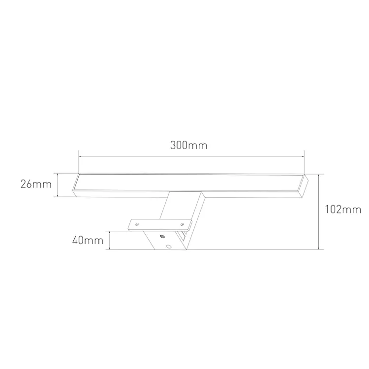 Lampe Led noire à miroir 300mm, luminaire moderne, éclairage de salle de bains, vanité, éclairage mural, miroir