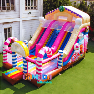 Tobogán inflable personalizable con tema de dulces para fiestas infantiles, tobogán húmedo/seco de nuevo diseño, soplador incluido y kits de reparación - Product Image 1