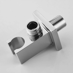 Brass Square 1/2 Inch Shower Hose Connector Wall Supply Elbow with <b>Hand</b> Shower Holder Round Wall Mount Drop Union Water Outlet - Product Image 5