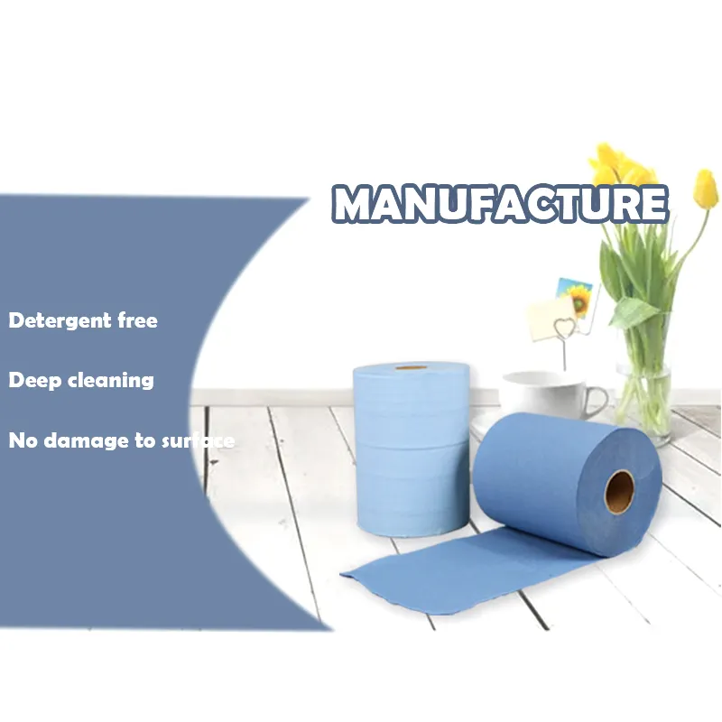 Bubur kayu perawan daur ulang sekali pakai ramah lingkungan portabel kamar mandi kertas tangan biru handuk tisu