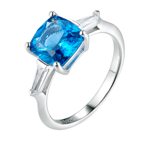 Anello da Donna in Argento Sterling 925 Placcato Oro con Zaffiro Blu, Design a Grappolo, Gioiello Classico Spirituale, Regalo per Feste - Product Image 1
