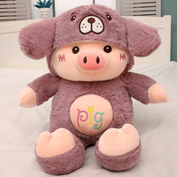 Vente en gros de jouets en peluche pour la décoration de lit : Poupées confortables, cochon mignon, coussin doux, animaux en peluche pour filles