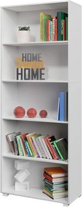 Estantería con 5 compartimentos Altura ajustable Pisos Libros de madera Sala de estar Estudio Oficina Estante Madera Blanco - Product Image 5