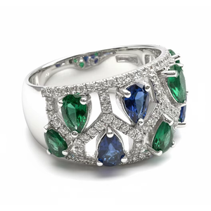 Top Selling 925 <b>Silver</b> Multi Gemstone Diamond <b>Ring</b> Blue Sapphire <b>Emerald</b> Style Luxury Designer <b>Ring</b> Wedding Jewelry - Product Image 1