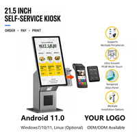 Kiosque de commande sur table de 21,5 pouces avec écran tactile, terminal de point de vente, lecteur de code QR, imprimante de reçus pour café, boulangerie, boutique de bubble tea