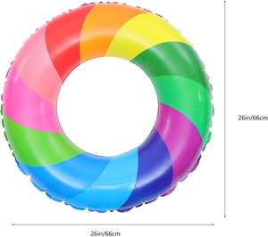 MAKE WAVES Rainbow Color Inflatable <b>Swimming</b> <b>Ring</b> Adult Thickened PVC Pool Float EU & USA Standards Playful - Product Image 2