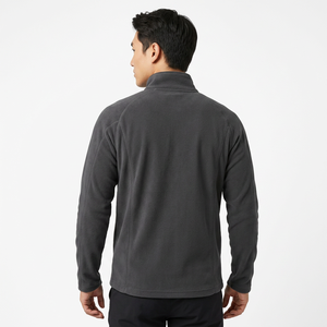 Veste polaire à col zippé pour homme, couleur unie, vêtement d'extérieur décontracté, vêtement d'automne, matière polyester, coupe classique avec logo personnalisé - Product Image 1