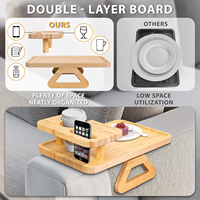 Plateau de canapé en bambou laqué avec porte-gobelets pour cuisine et salon – Rangement pour boissons et collations – Offre spéciale