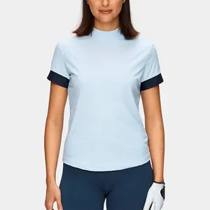 고품질 나일론/스판덱스 피케 사용자 정의 모의 목 짧은 소매 티셔츠