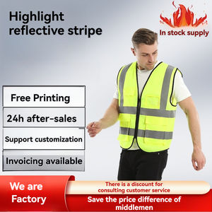 Mingtu 사용자 정의 텍스트 반사 조끼 복숭아 모양 메쉬 멀티 포켓 조끼 교통 반사 안전 의류 - Product Image 5