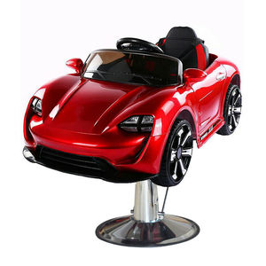 Chaise de barbier pour enfants réglable en hauteur, modèle voiture rouge personnalisable, avec pompe robuste et revêtement en cuir PU, idéale pour les salons et les écoles - Product Image 1
