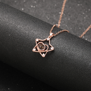 Gioielli alla Moda, Collana con Ciondolo a Forma di Stella Personalizzata con Proiezione Foto, in Rame e Zirconi, Trendy 'I <span class=keywords><strong>Love</strong></span> <span class=keywords><strong>You</strong></span>' per Donne - Product Image 3