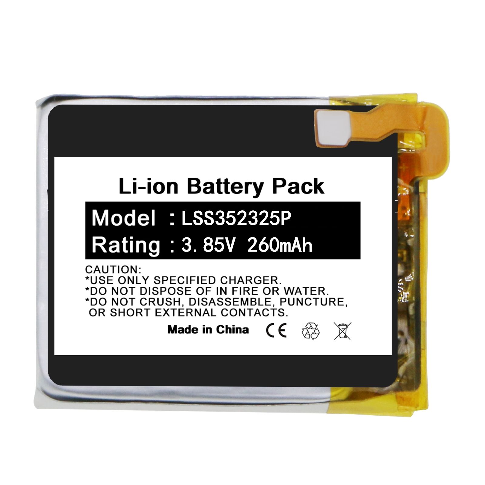 Full Capacity 260mah LSS352325P Battery for Fitbit Versa