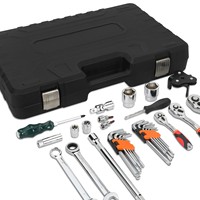 Jeu de douilles à cliquet en matériau Cr-V, kit d'outils à main personnalisable OEM avec boîte pour la réparation automobile