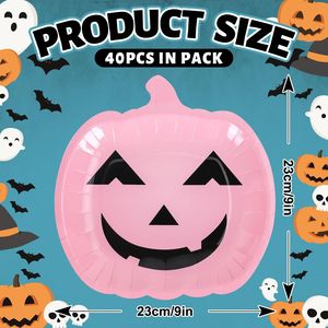 Pink Halloween Pumpkin <b>Paper</b> Plates Disposable Tableware Set Heavy Duty Party Supplies For Halloween Decorations - Product Image 2