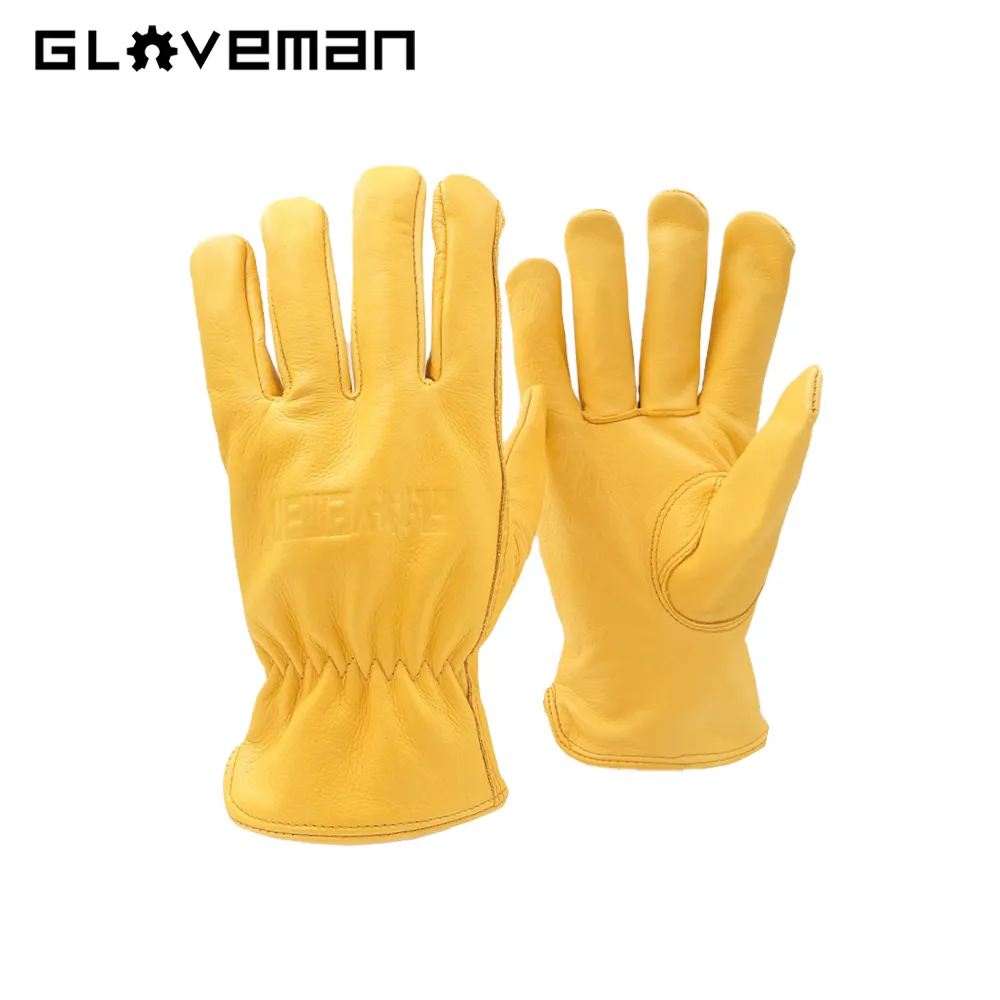 Gloveman ถุงมือเชื่อมแบบกำหนดเองถุงมือเชื่อมหนังวัวเพื่อความปลอดภัยสำหรับงานก่อสร้างอุตสาหกรรมกันน้ำ