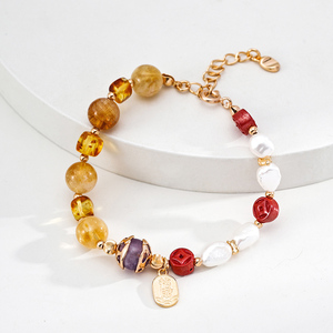 Pulseira vintage prateada com pérola natural e opala vermelha, com textura vibrante, joia luxuosa, adequada para mulheres, como acessório de presente. - Product Image 5