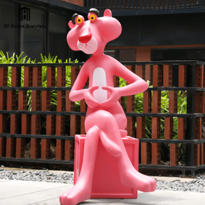 Escultura <span class=keywords><strong>de</strong></span> <span class=keywords><strong>Pantera</strong></span> <span class=keywords><strong>Rosa</strong></span> <span class=keywords><strong>de</strong></span> Fibra <span class=keywords><strong>de</strong></span> Vidrio Personalizada para Decoración del Hogar, Jardín Exterior y Guardería - Product Image 3