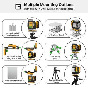 Niveau <span class=keywords><strong>laser</strong></span> DEGLASERS 8 lignes, 4 lignes vertes verticales, 4 lignes rouges verticales, 360° professionnel, avec batterie Li-ion rechargeable - Product Image 6