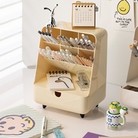 Organisateur de bureau grande capacité avec tiroir et fentes obliques pour stylos et petits articles de papeterie