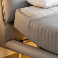 Cama de Masaje Eléctrica Inteligente, Cómoda, Ensamblada, Ajustable, Tapizada en Cuero, con Control Remoto, Almacenamiento, Tamaño King, para Recámara Principal
