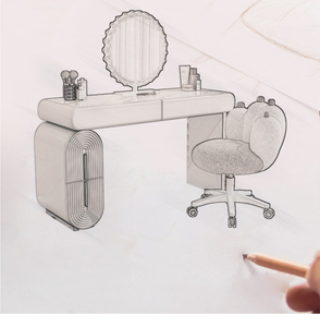 Coiffeuse noire de luxe avec miroir et tiroirs pour femme, idéale pour petit appartement, à prix abordable - Product Image 6