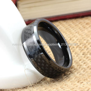 CHENG JEWELERS Bague en carbure de tungstène classique avec incrustation de <span class=keywords><strong>fibre</strong></span> de carbone noire de 8 mm, bijoux pour doigts personnalisés pour hommes - Product Image 5