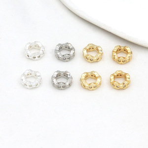Color-preserving 18K gold diamond-<b>set</b> hollowed-out wheel spacer <b>beads</b> DIY bracelet crystal pearl bracelet accessories C45 - Product Image 2