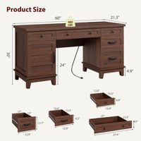 Lampe de bureau en bois de noyer, durable, luxueuse, haut de gamme, style simple et moderne, amovible, installable, saine, pour usage commercial et bureau