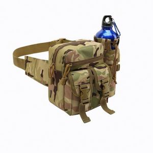 Sac banane tactique imperméable vert olive pour camping, randonnée, cyclisme, course à pied, pêche sportive avec porte-bouteille - Product Image 1