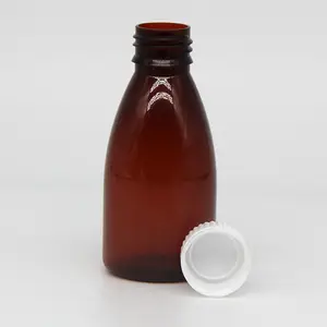 120 мл прозрачная коричневая бутылка сиропа в форме бутылки для жидкости для полости рта пластиковая бутылка для жидкости
