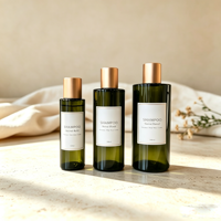 Flacons de lotion vert foncé de 100 ml/200 ml/300 ml avec bouchons dorés pour recharges de shampoing et d'après-shampoing