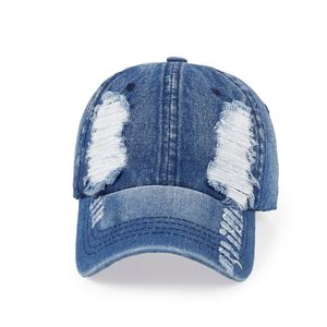Casquette de baseball en jean perforé personnalisée de haute qualité pour la protection solaire estivale et casquette polyvalente à visière bec de canard - Product Image 5