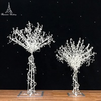 Centre de table en forme d'arbre pour décoration de table de mariage, métal argenté avec perles acryliques, 70 cm ou 90 cm de haut