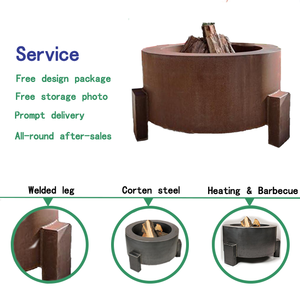 Decoración de jardín de pozo de fuego de hierro fundido redondo moderno para exteriores con acero y <span class=keywords><strong>Corten</strong></span> para barbacoa y acabado negro Braaijie - Product Image 3