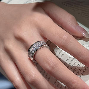 แหวนเงินแท้ S925 ประดับเพชรซิคอน ดีไซน์เฉพาะตัว สไตล์วินเทจ หรูหราเบาๆ แบบเปิดกว้าง ฝังเพชรแบบ Eternity - Product Image 3