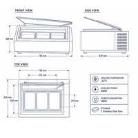 Congélateur compact de table pour la préparation de glaces avec verre anti-buée pour buffet, restaurant et stand alimentaire