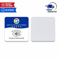 Offre Spéciale – Prêt à l'emploi – Autocollant de table NFC en acrylique étanche 100x100mm pour avis Google – Plaque intelligente de commentaires pour entreprises – Tappez pour noter