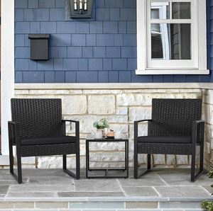 Set di Mobili da Balcone in Polyrattan Resistente alle Intemperie con 2 Sedie con Cuscini <span class=keywords><strong>e</strong></span> Tavolo per Balcone, Terrazza - Product Image 6