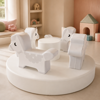 Manège Carrousel Blanc Doux pour Enfants, Idéal pour Aire de Jeux Intérieure, Location de Fêtes, Événements, Manège Animalier Rotatif, Équipement de Jeux