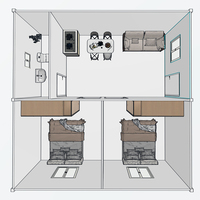 Maison préfabriquée de 20 pieds, maison modulaire de luxe en conteneur de 40 pieds, maison de camping préfabriquée, maison en conteneur détachable