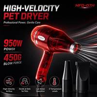 Secador de Pelo para Mascotas Shernbao HFD-07H 950W, 450G de Fuerza de Soplado, 2 Velocidades, 3 Temperaturas, Cubierta Trasera Magnética para Peluquería Canina y Uso Doméstico OEM