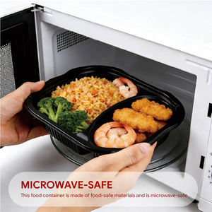 Conteneur alimentaire en plastique rectangulaire transparent noir jetable, acceptant l'impression de logo personnalisé, boîtes en plastique à emporter pour le déjeuner - Product Image 2