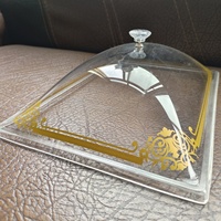 Plateau de présentation alimentaire de luxe en acrylique Lucite, haute transparence, doré, personnalisé, emballage de sécurité, options Huasheng, couvercle avec poignée