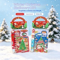 Coffret Cadeau de Papeterie de Noël USA : Carnet Portable, Stylo, Kit d'Autocollants – Idéal pour Fêtes de Noël, Fournitures Scolaires pour Enfants, Cadeau de Vacances