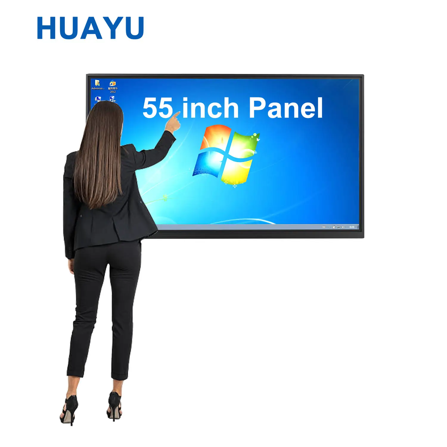 Huayu 55 Inch 4K Android Windows Dual Systeem Interactieve Flat Panel Lcd Touch Screen Digitaal Whiteboard School Smart Whiteboard