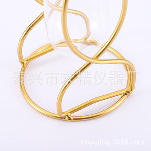 Minimalist Iron Vase With Glass Hydroponic <b>Container</b> Gold Color For Home Decor Plant Display - Product Image 4