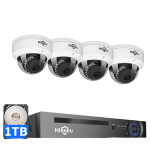 ชุดกล้องวงจรปิด Hiseeu 5MP POE สำหรับภายนอกอาคาร กันน้ำ ใช้สำหรับบ้าน ถนน ระบบรักษาความปลอดภัย กล้องโดม IP สำหรับภายในอาคาร รุ่น PK-4HC725 - Product Image 1