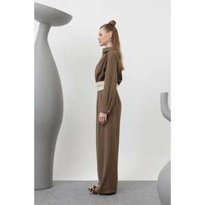 Veste plissée minimaliste à manches longues en vison tissé pour femme, automne - Product Image 2