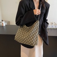 Tas Hobo Denim Distressed 2026 Wanita Coklat Kanvas Tas Selempang Y2K Tas Crossbody Berumbai Tas Tote Streetwear Grosir